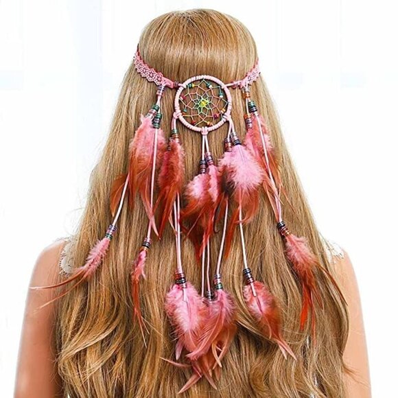 🆕 Dreamcatcher Boho Feather Hippie Hairband Indian Gypsy Headband Tassel NWT - Picture 1 of 5